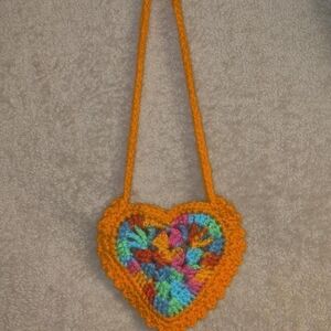 Tropical crochet heart bag